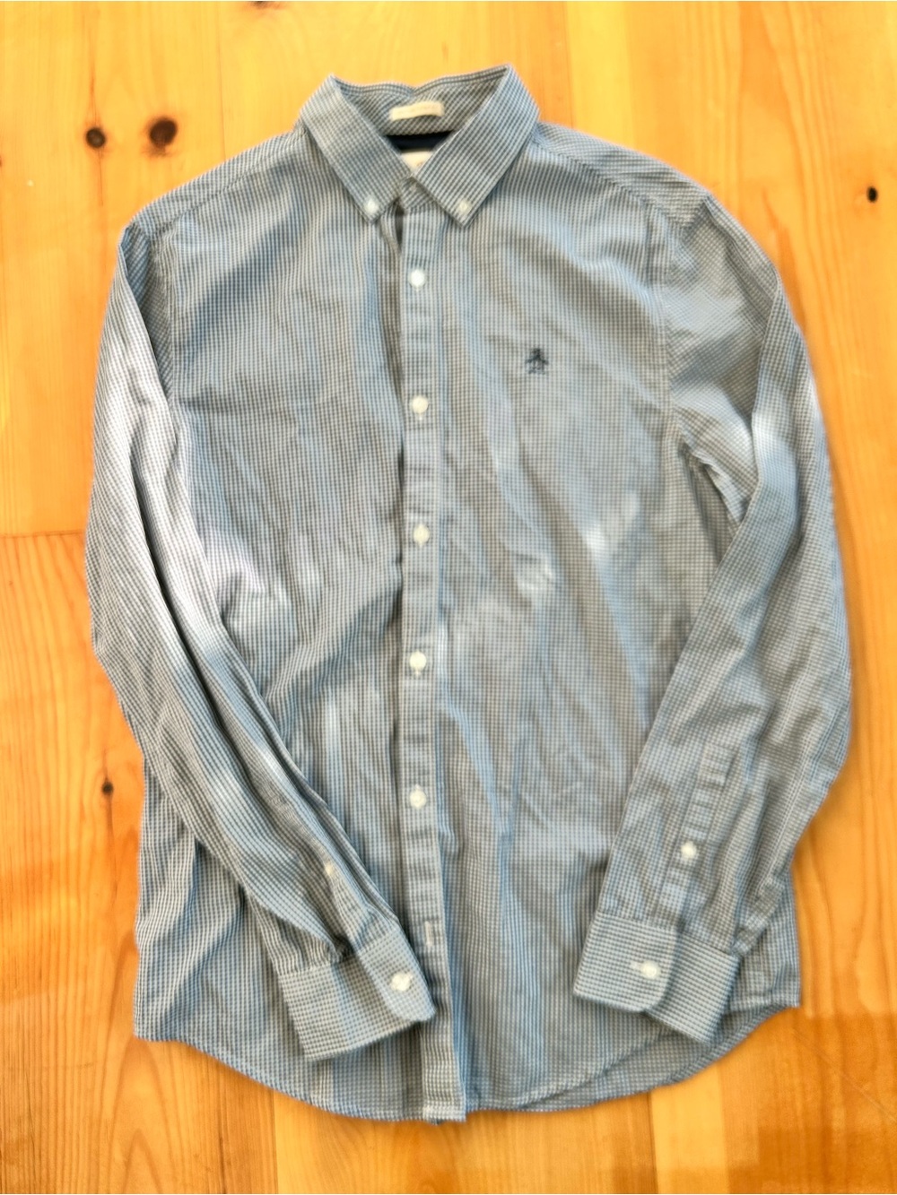 Original Penguin Men's Blue Micro-Check Button-Down Shirt